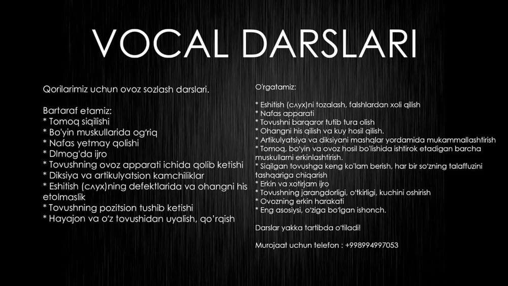 Qorilarimiz uchun Vocal darslari — 3