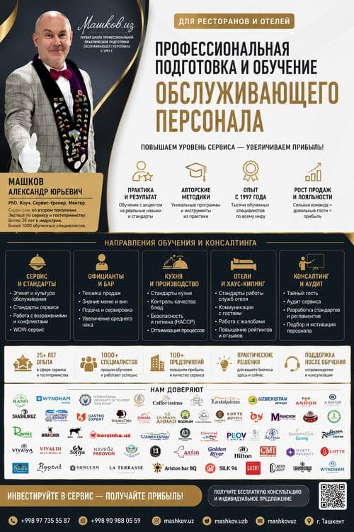 Школа официантов. Профессиональное обучение официантов и менеджеров. — 1
