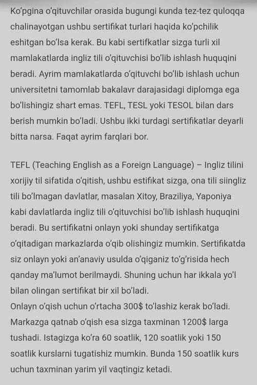 TESOL/TEFL sertifikat olishga yordam beramiz! — 3