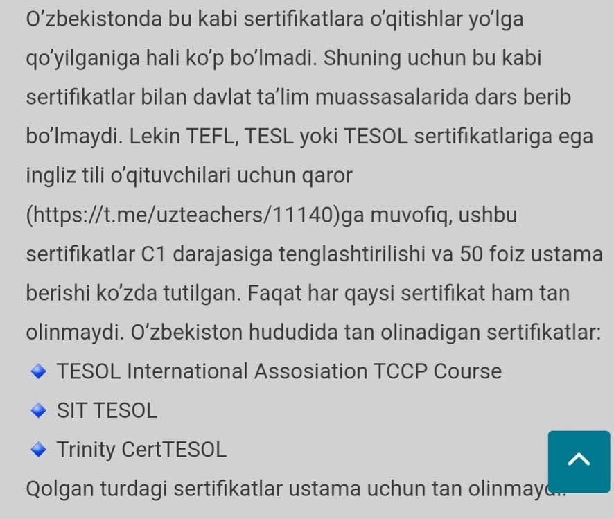 TESOL/TEFL sertifikat olishga yordam beramiz! — 5