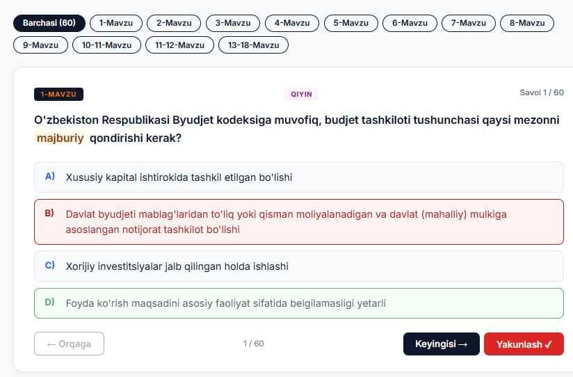 Moliya akademiyasi magistraturasiga kirishga tayyorlanish testlari — 3