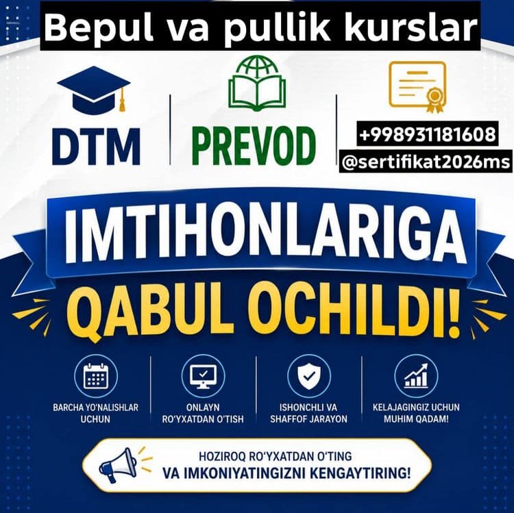 BEPUL VA PULLIK KURSLAR SIZNI KUTMOQDA
 Filologiya Oʻzbek tn ilmiy kan