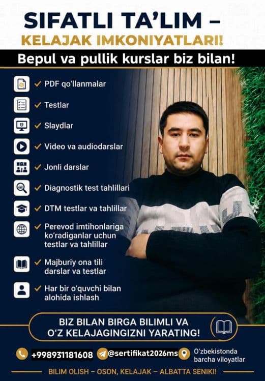 BEPUL VA PULLIK KURSLAR SIZNI KUTMOQDA
 Filologiya Oʻzbek tn ilmiy kan — 3