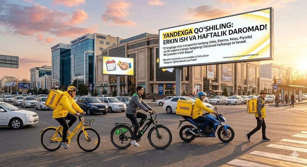 Yandex  Taomlar yetkazish Toshkent boʻylab ish — 1