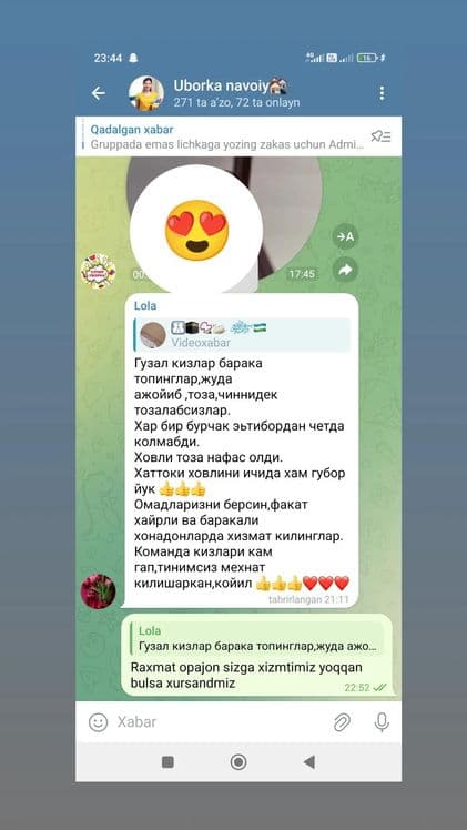 Uborka_navoiy_1 jamoasi Xalol va sifatli ishlaydi bizga sifat muhim — 3