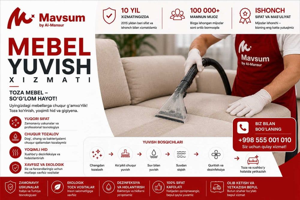 Mebel yuvish Andijon  | professional divan va kreslo tozalash — 1