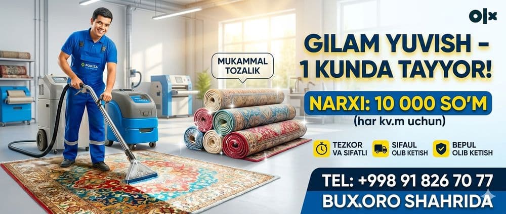 Gilam yuvish Buxoro. 10 000 SO'M! — 1