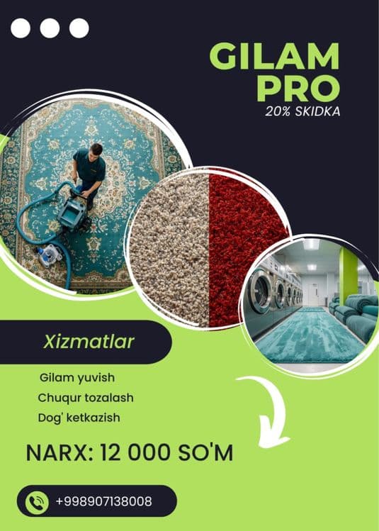 Gilam yuvish tez va toza — 7