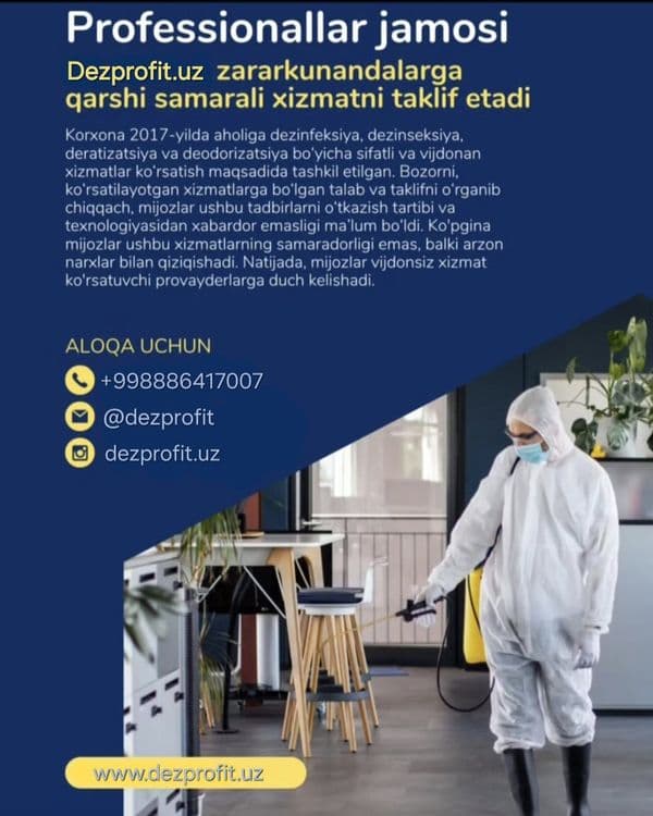 Dezinfeksiya Navoiy 24/7 — Kafolatli Litsenziya bor — 7