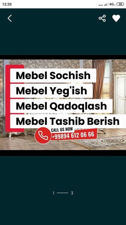 Mebel zborka Mebel razborka Mebelchi usta Mebel tamirlash Restavratsa — 2