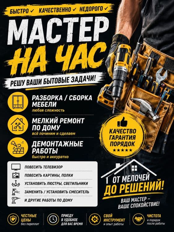 Мастер на час сборка мебели ремонт — 1