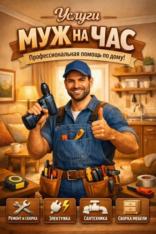 Мужкие руки на час — надёжная помощь по дому!
Быстро,