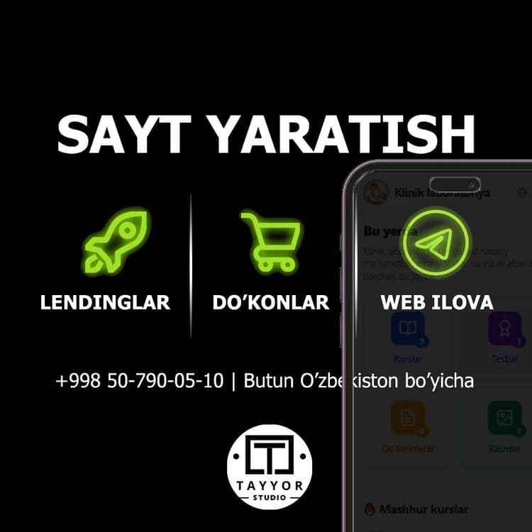 Sayt yaratish, Internet do'kon, Telegram Web App (TWA) ishlab chiqish