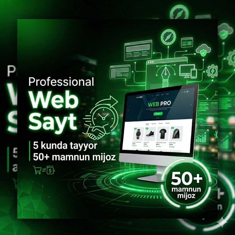 Professional Web Sayt | 5 kunda tayyor | 50+ mijoz | SEO bilan — 1