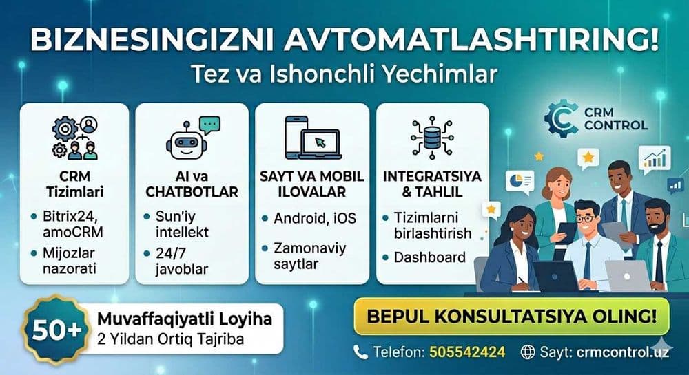 Biznesni avtomatlashtirish: CRM, Bitrix24, Sayt, AI va IP-telefoniya — 1