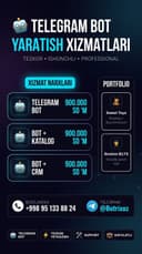 Biznes uchun Telegram-botlar yaratib beramiz  Создаю Telegram-боты