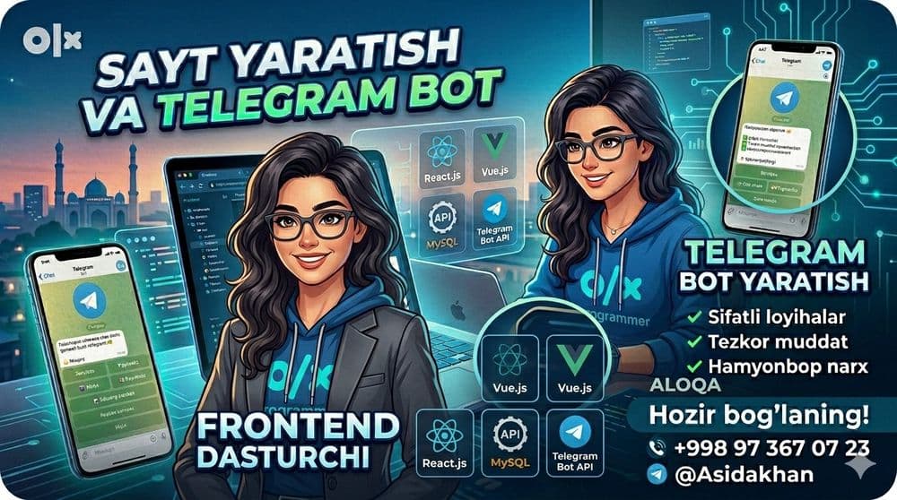 Sayt yaratish (Frontend) va Telegram bot xizmati – Asida — 1