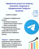 Услуги по ведению  и продвижение Telegram-каналов.