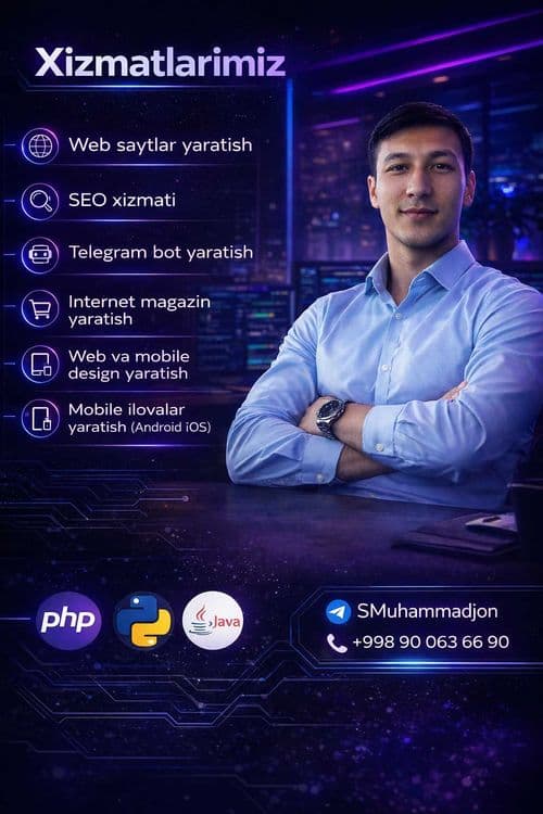 Dasturlash xizmatlari Web sayt va mobil ilova yaratish — 1