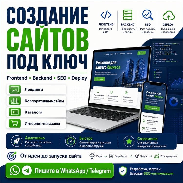 Создание сайтов под ключ: Frontend, Backend, SEO, Deploy — 1