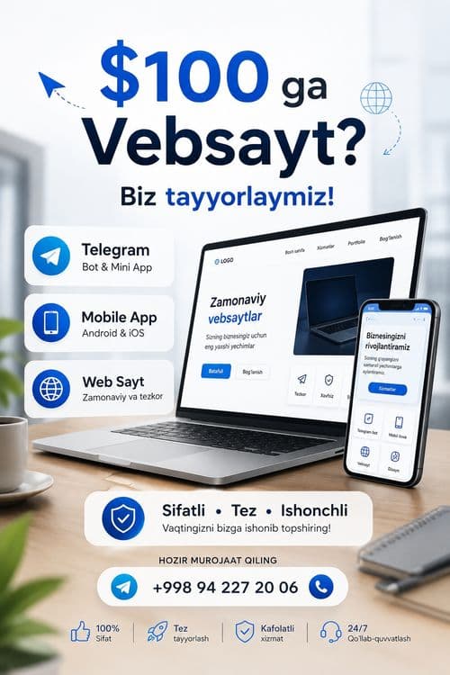 Разработка веб-сайтов / web-sayt yaratish/ telegram bot / mobil ilova — 3