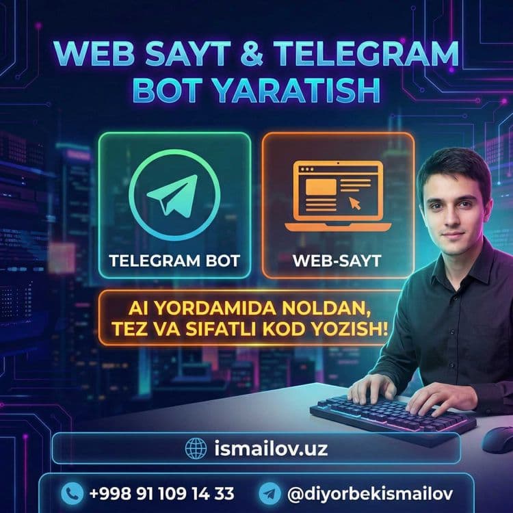 1 KUNDA VEB SAYT va TELEGRAM BOT yasaymiz! | Веб сайт ва Бот ясаймиз! — 1