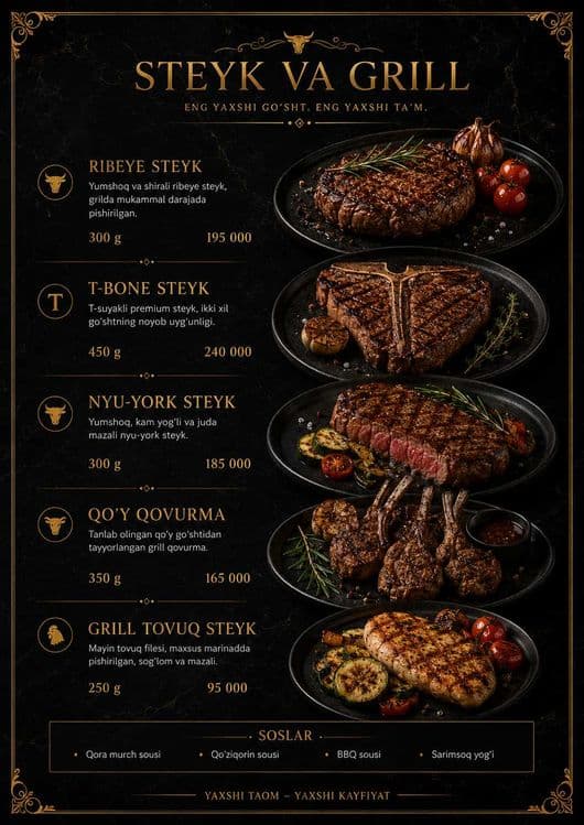 Vizitka Logo restoran fastfood uchun menyu va Grafik Dizayn Xizmatlari — 6