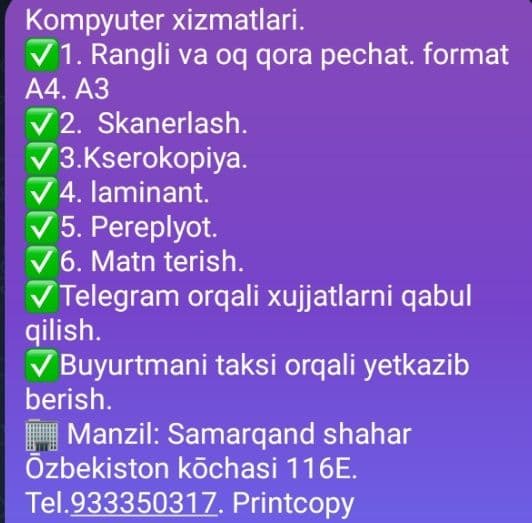 Kompyuter xizmatlari. Fayl raspechatka va skaner xizmati tez va qulay — 2