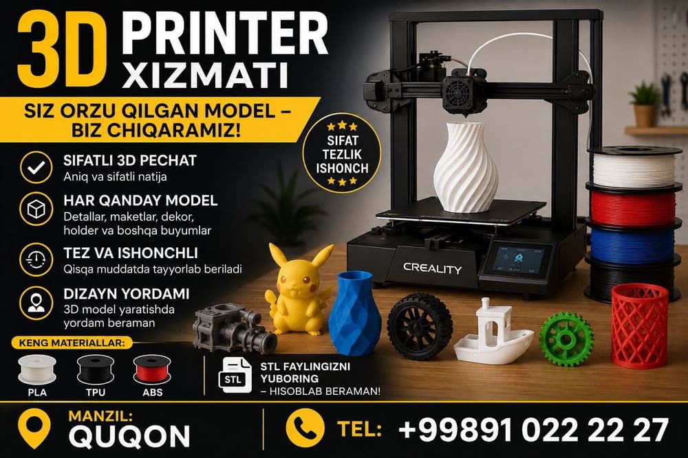 3D Printer xizmati — Qo’qon — 1