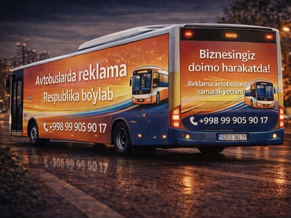 Avtobuslarga reklama joylash xizmati /Реклама на автобусах в Намангане — 1