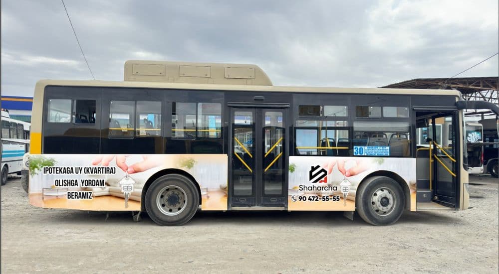 Samarqandda avtobuslarda reklama joylashtirish // tashqi reklama — 3