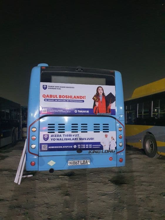 Samarqandda avtobuslarda reklama joylashtirish // tashqi reklama — 4