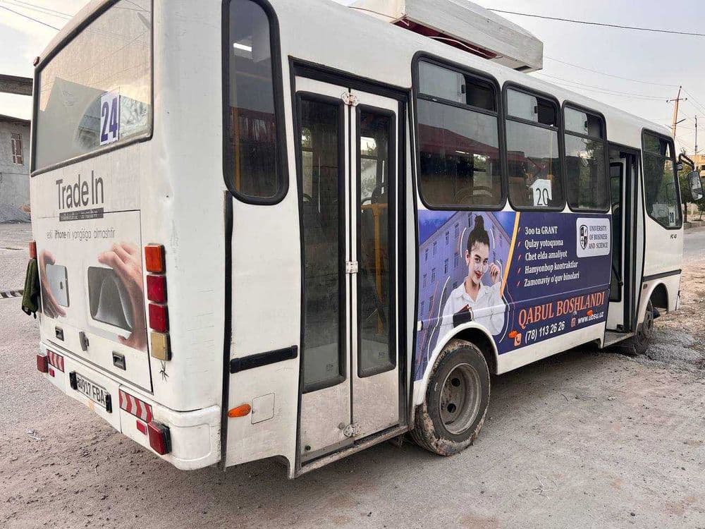 Avtobuslarda reklama xizmati.Рекламаное услуги на Автобус. — 2