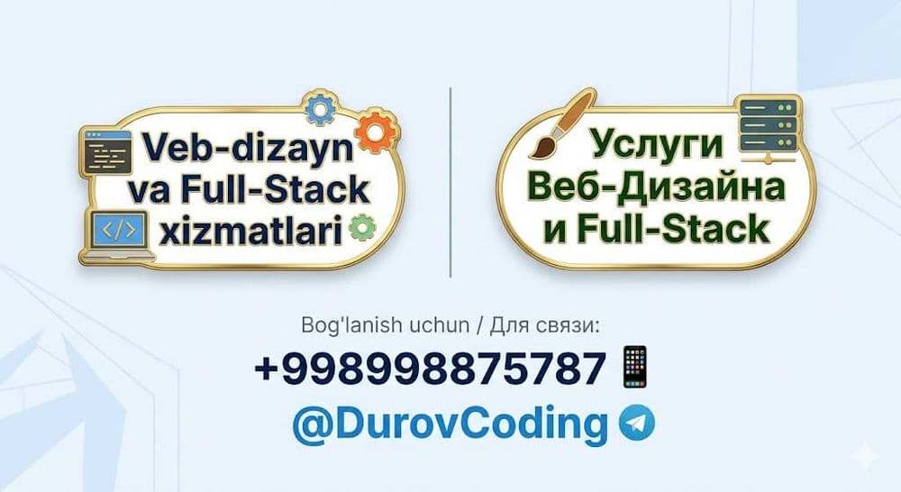 Veb-dizayn va Full-Stack xizmatlari / Услуги Веб-Дизайна и Full-Stack — 1