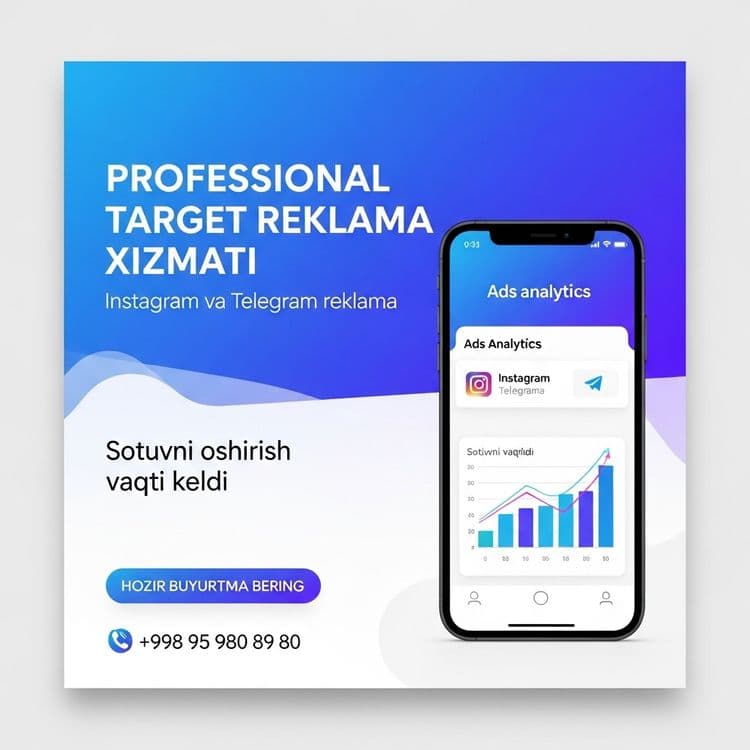 TARGET reklama xizmati, Instagram va Telegramga | Real natija — 1