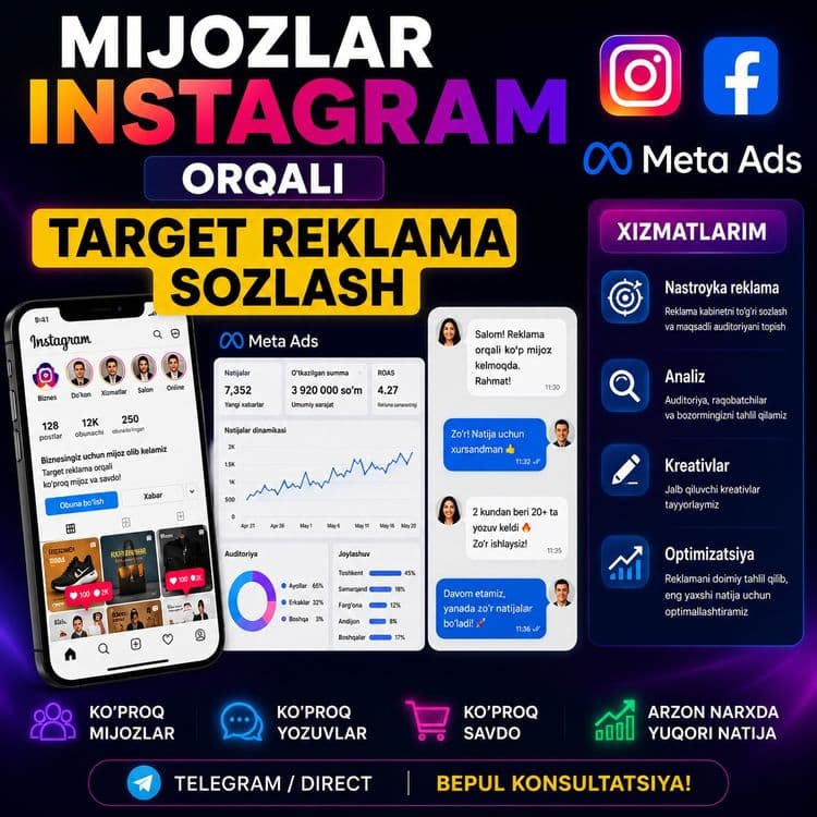 Targetli reklama — biznesingizga ko'proq mijozlar. Таргетированная рек — 1