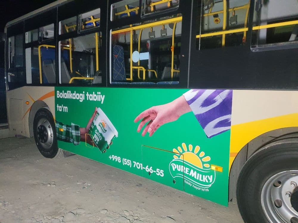 Vodiy Avtobus(Isuzu) larda va bilbordlarda reklama — 2