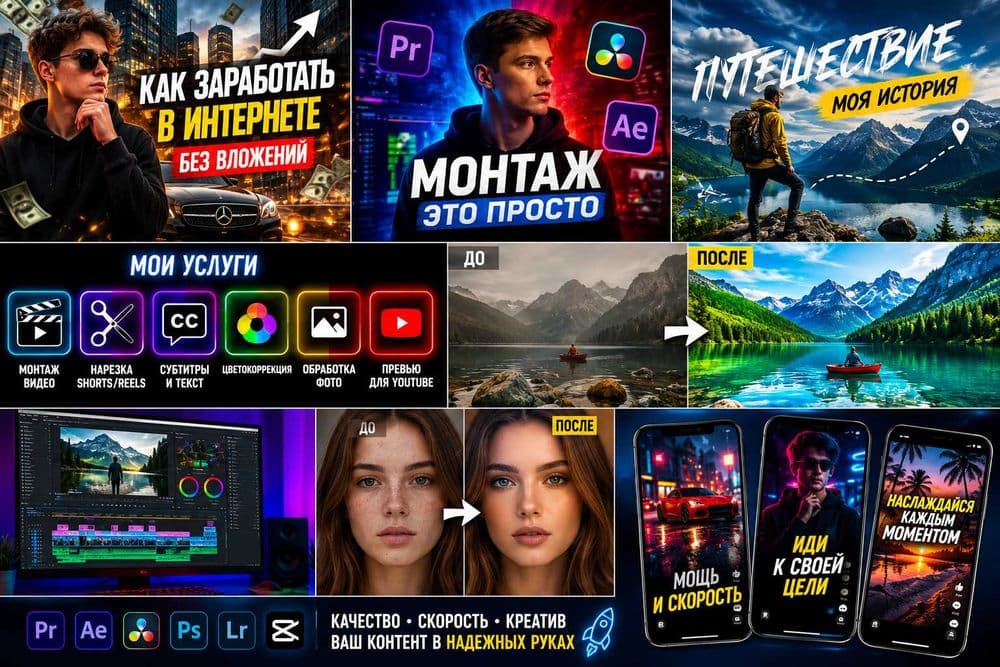 Видеомонтаж | Shorts | Reels | TIKTOK | Обработка Фото От 50 000 сум — 2