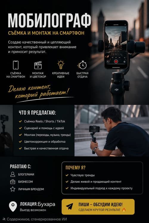 Съёмка и монтаж на смартфон | Мобилограф-Бухара — 1