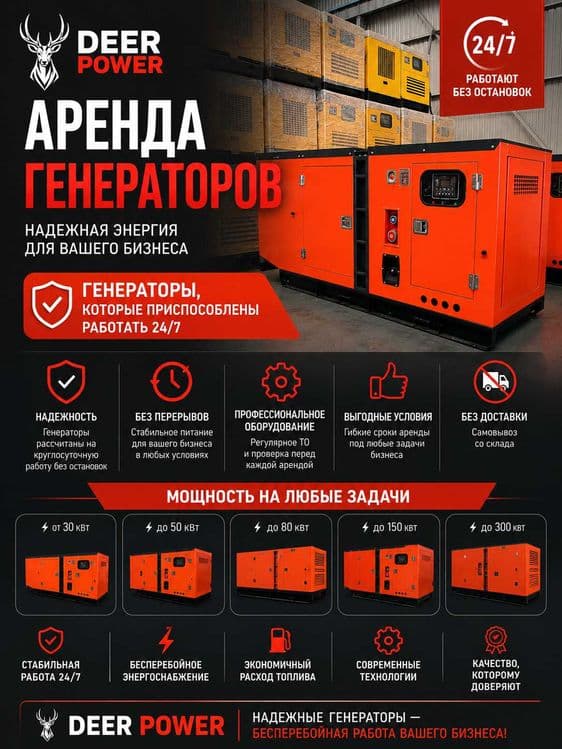аренда|прокат|генеарторов от 30 до 1000 квт