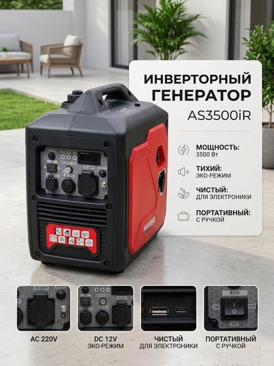 Инверторный генератор (3. кВт) — Тихий, Б/У в отличном состоянии — 1