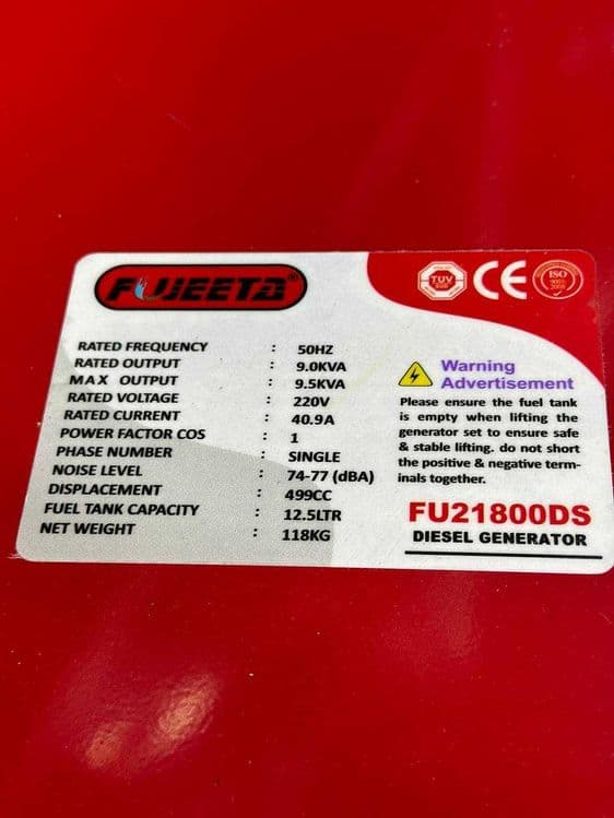 Fujeeta FU21800DS Generator/Dvijok 9Квт/3квт/5квт 220в — 2