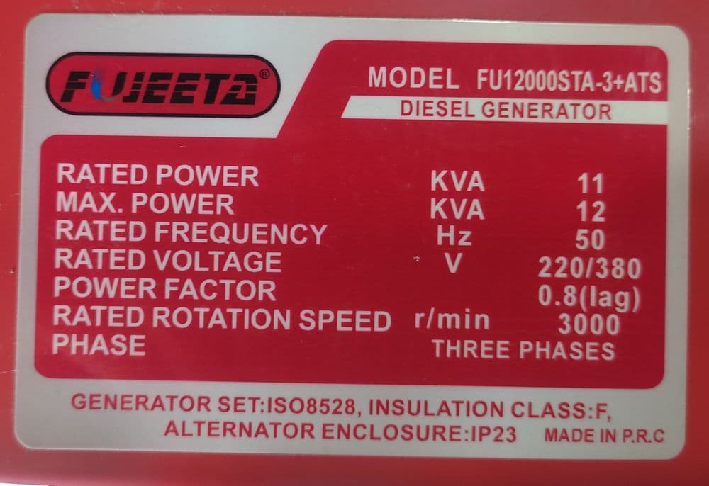 Generator fujeeta 12KWA+AVR — 3