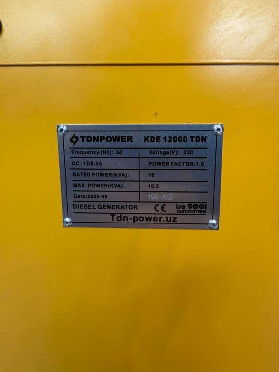 AVR tizimli 10 kVt dizel generator TDN power — 2