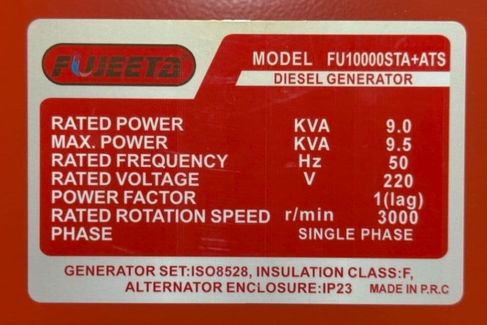 Generator FUJEETA 9,5 kv — 3