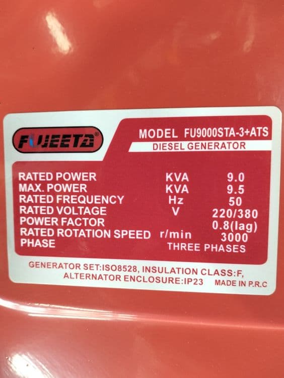 Генератор FUJEETA 9kva — 3