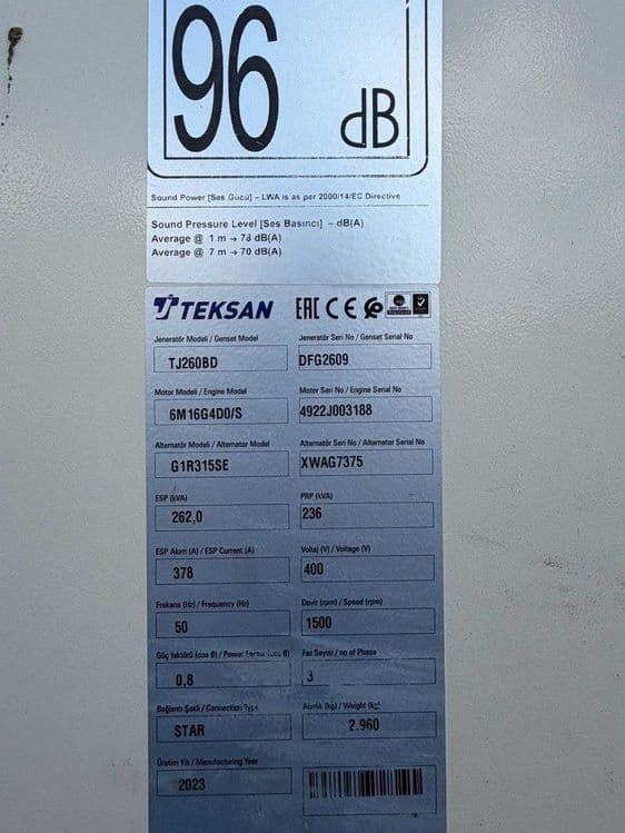 Дизельный генератор Teksan TJ260BD Новый Гарантия и доставка — 3