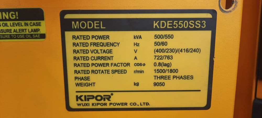 Генератор KIPOR 550 SS3 550 кВа 480 кВт — 3