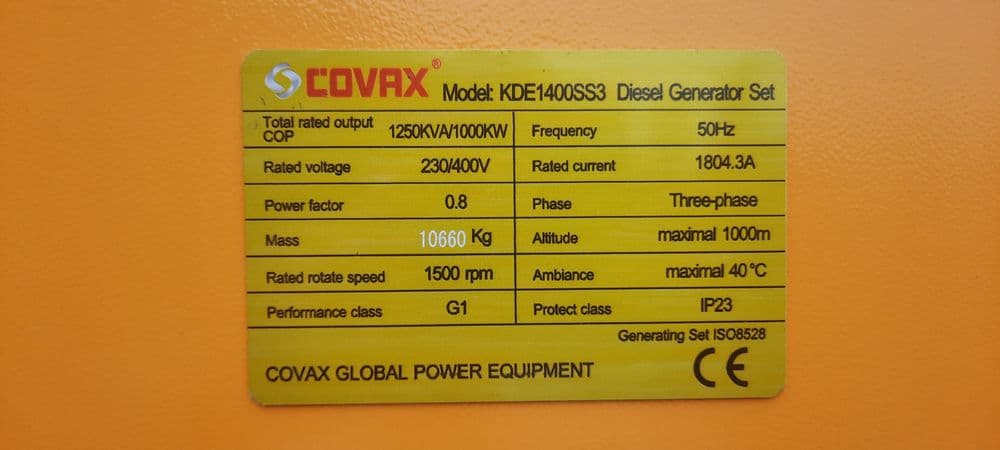 Дизельный Генератор COVAX 1250 кВа 1000 кВт — 3