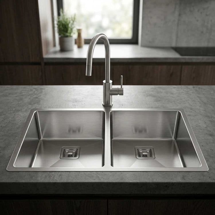 Двойная мойка для кухни (2 секции) нержавейка Bektemir Nerjaveyka — 3